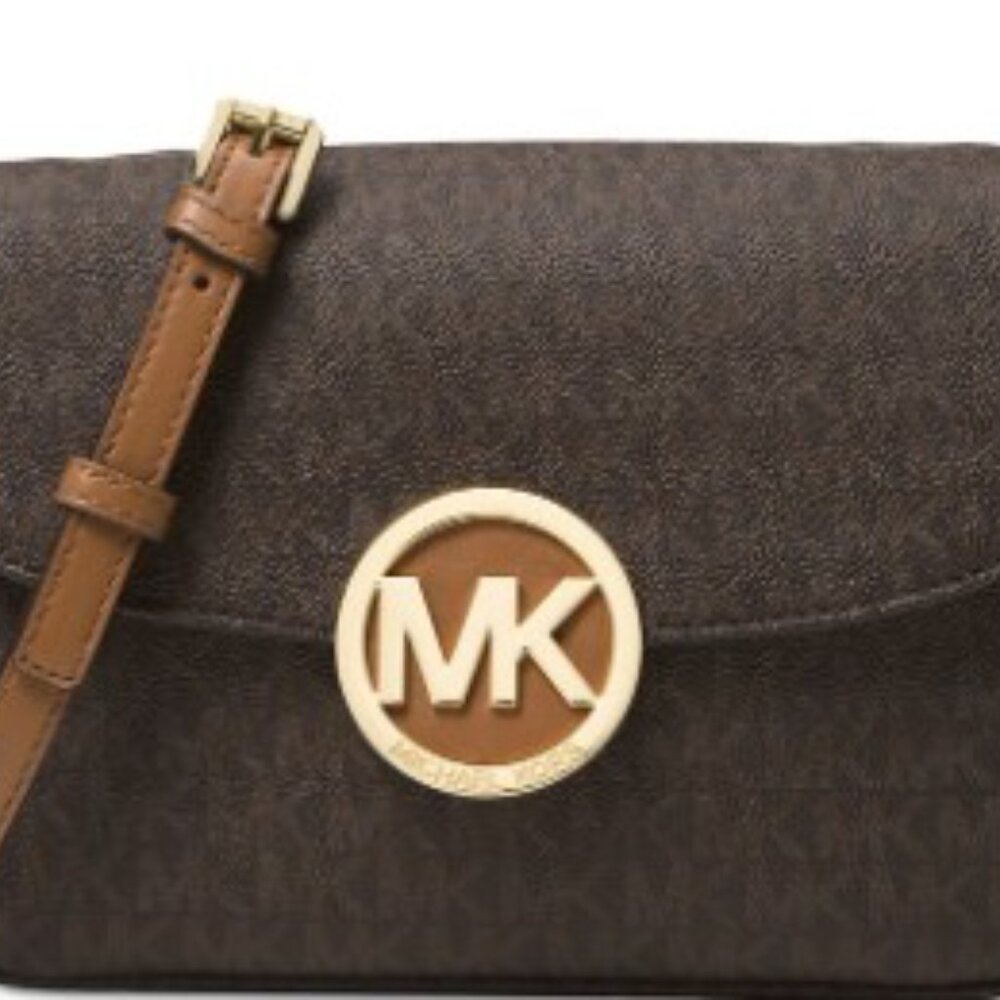 Michael kors Signature Small Fulton Flap Gusset Crossbody in Brown/Acorn
